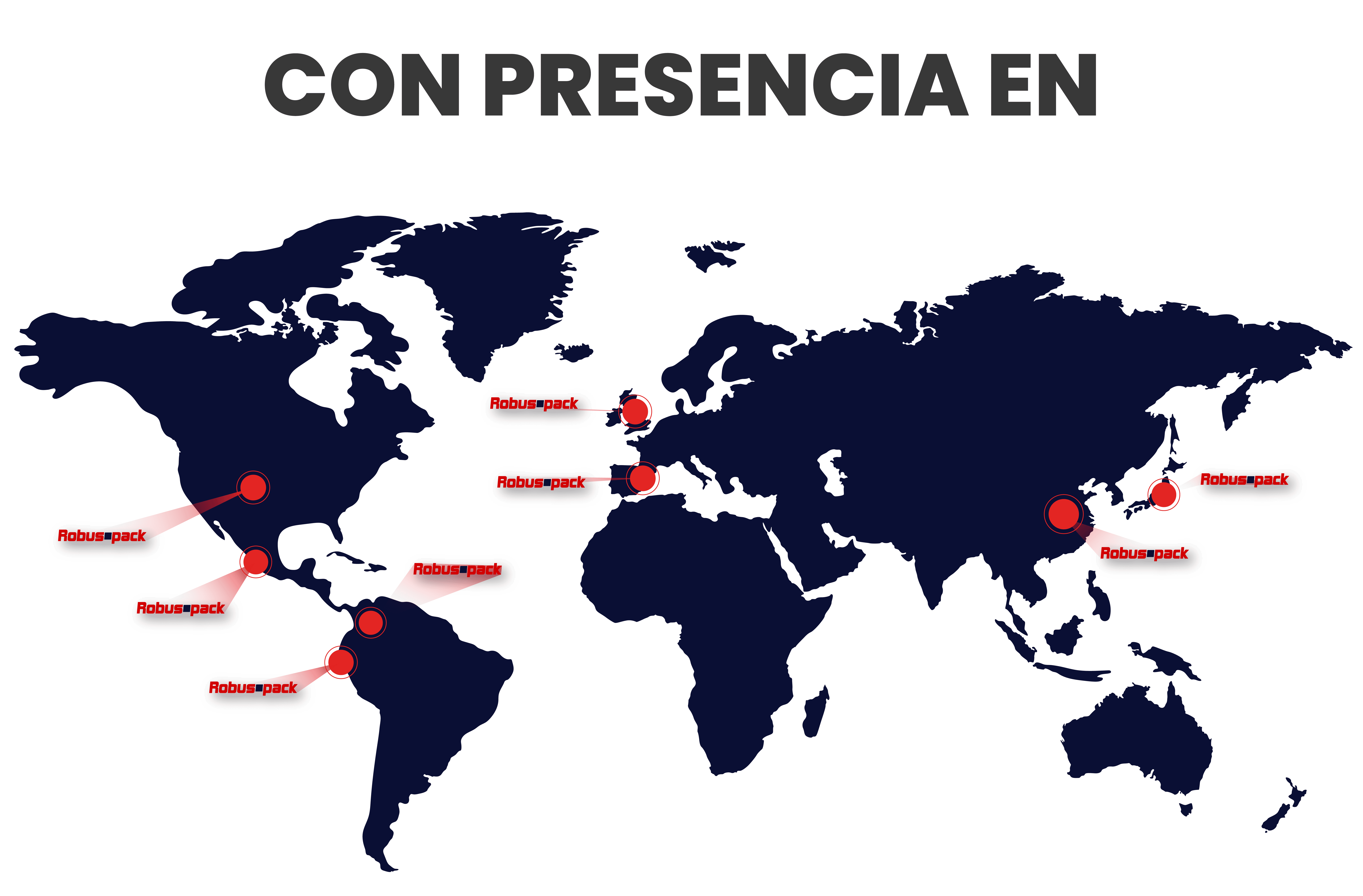 Mapa de presencia Robuspack Global y Latinoamérica, México, Querétaro